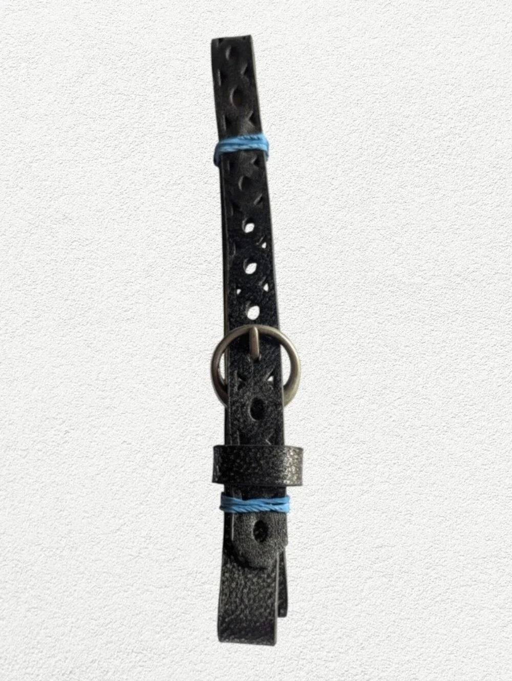 Women's Black Leather Belt With Silver Cover